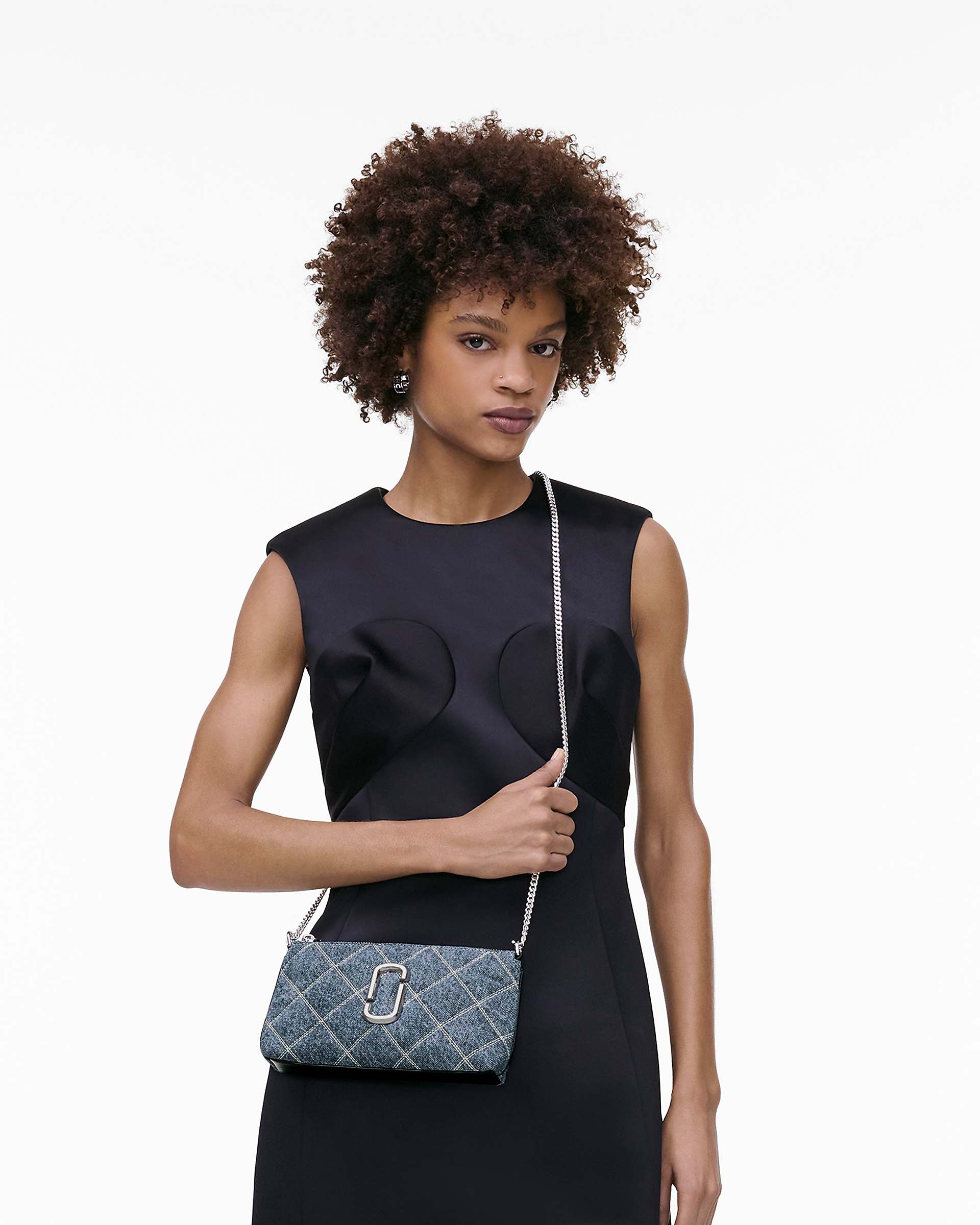 The Quilted Denim Snapshot Convertible Shoulder Bag - Light Wash Indigo