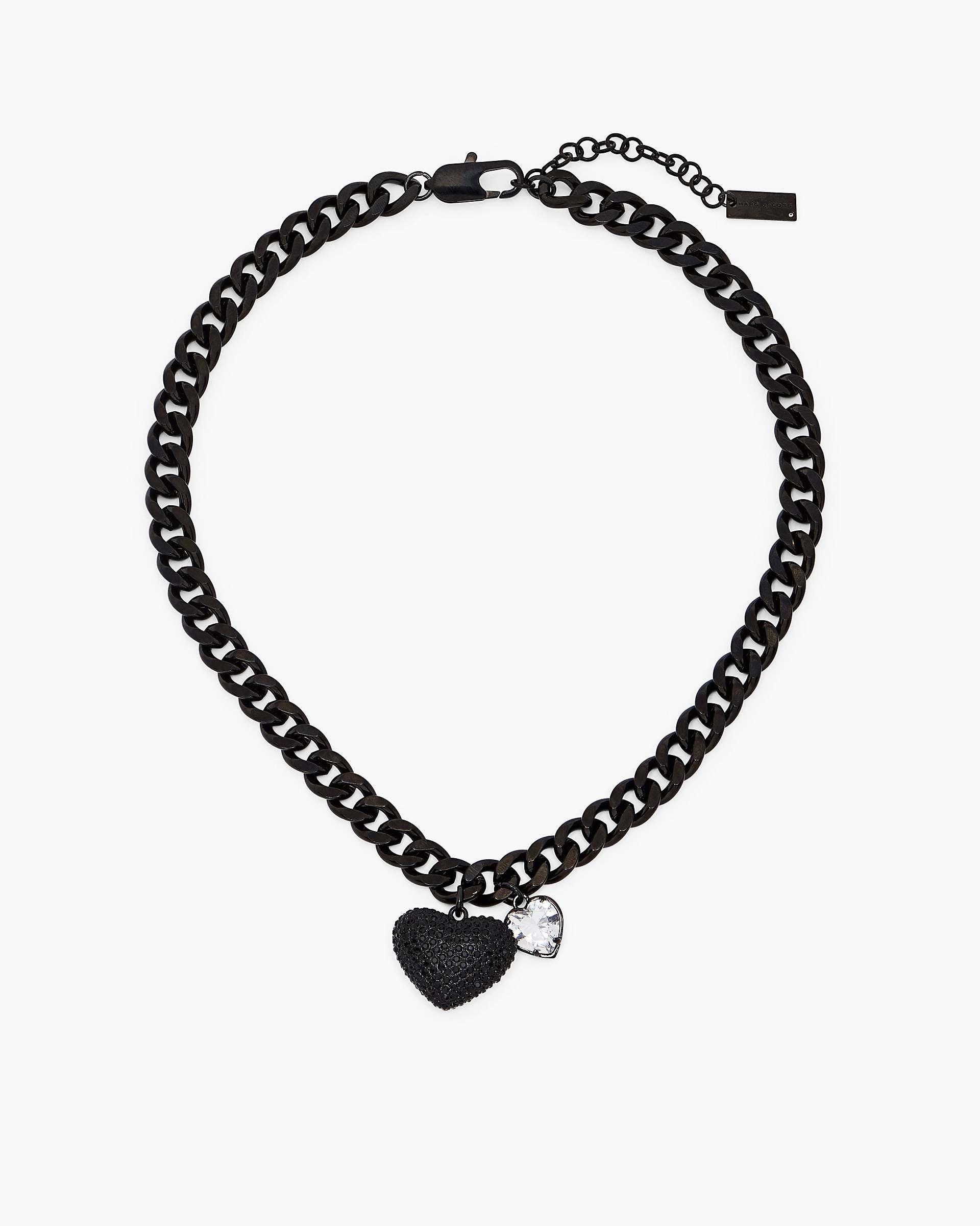 The Heart Balloon Pave Necklace - Black/Black Crystal