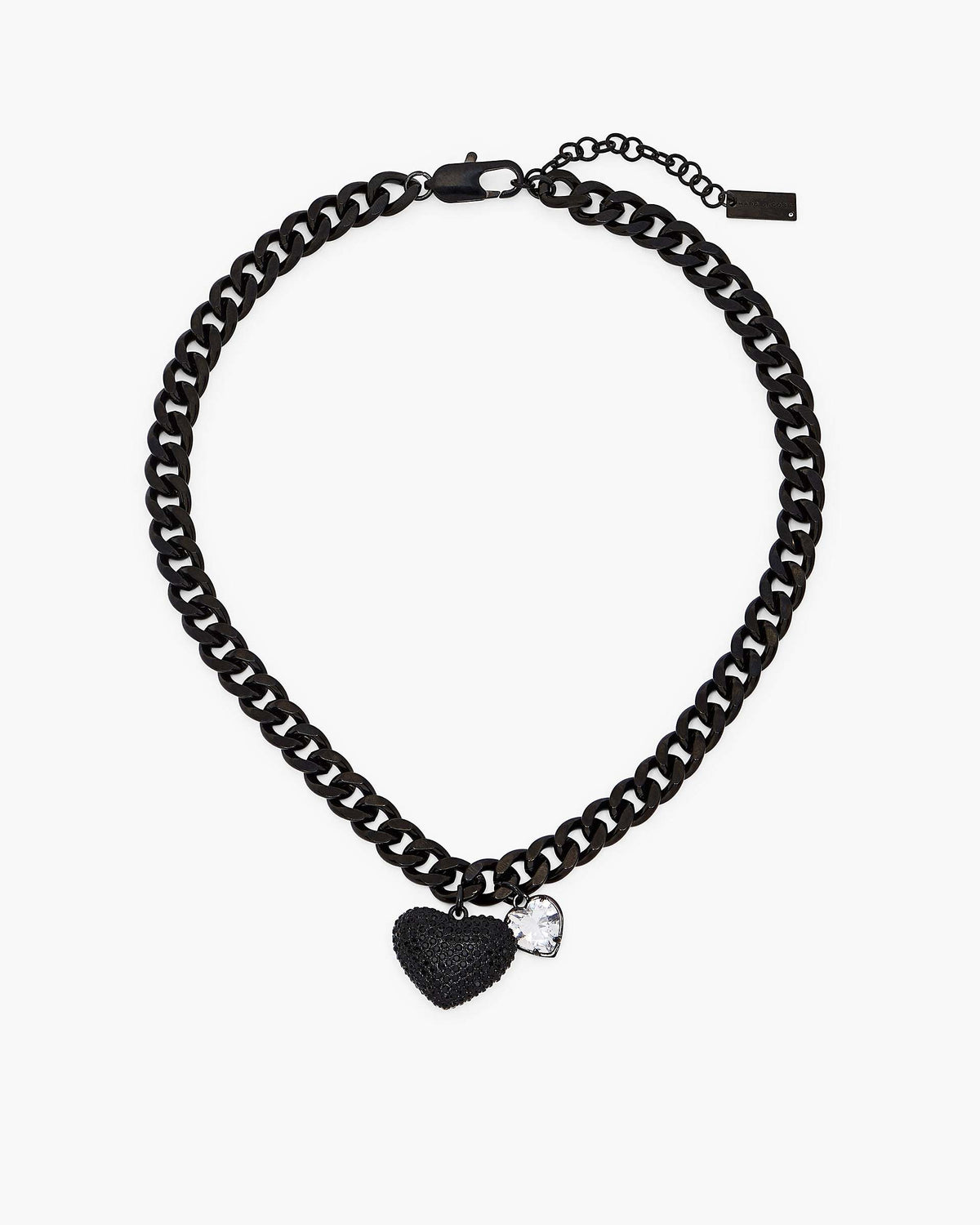 The Heart Balloon Pave Necklace - Black/Black Crystal