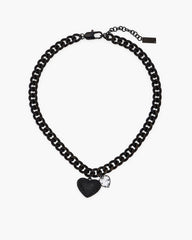 The Heart Balloon Pave Necklace - Black/Black Crystal