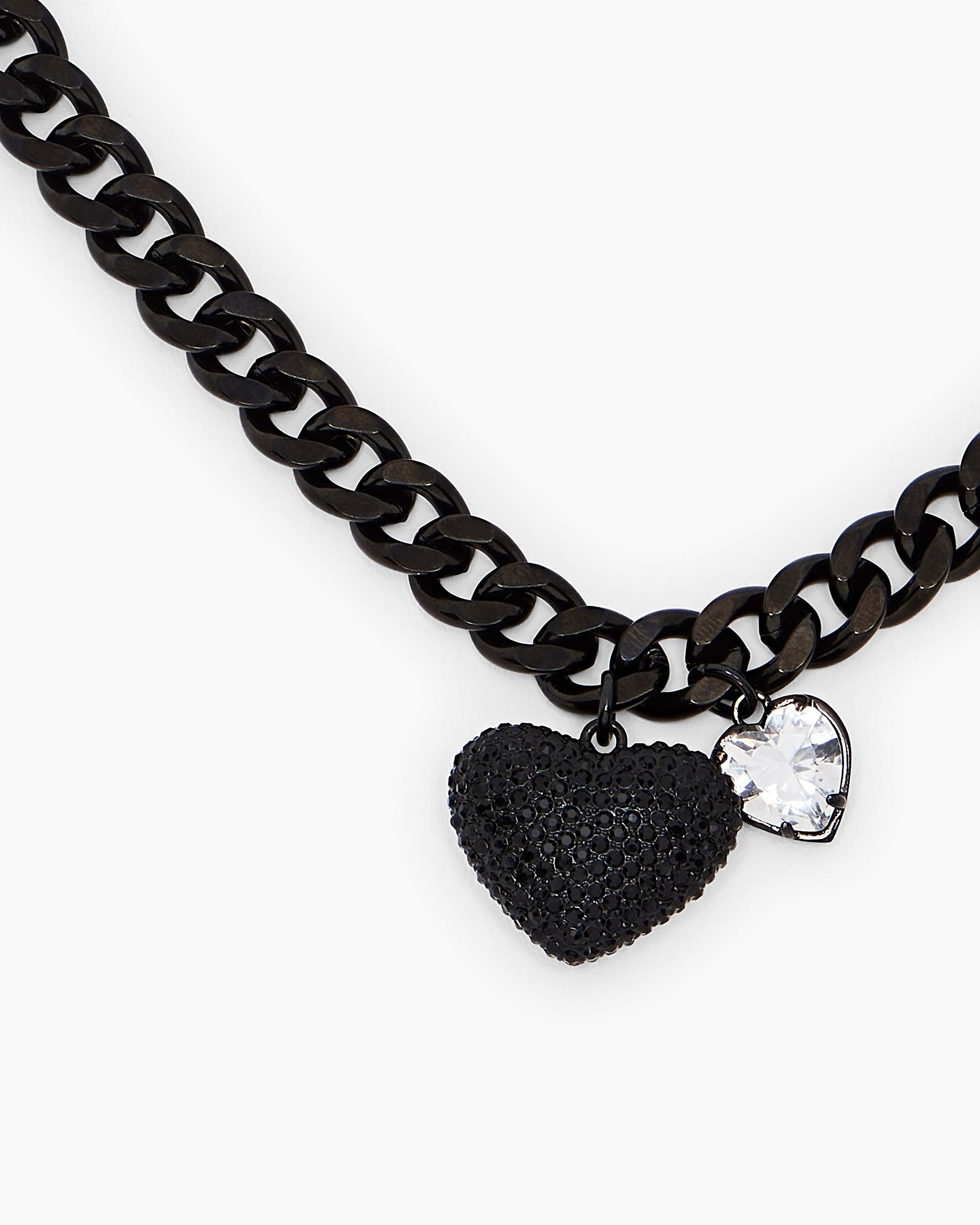 The Heart Balloon Pave Necklace - Black/Black Crystal