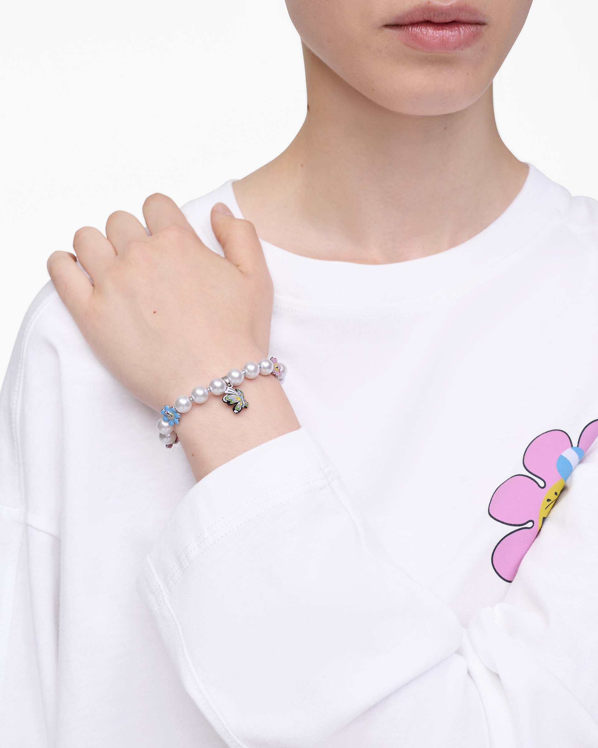 Hattie Stewart X Marc Jacobs Garden Pearl Station Bracelet - Silver/Multi