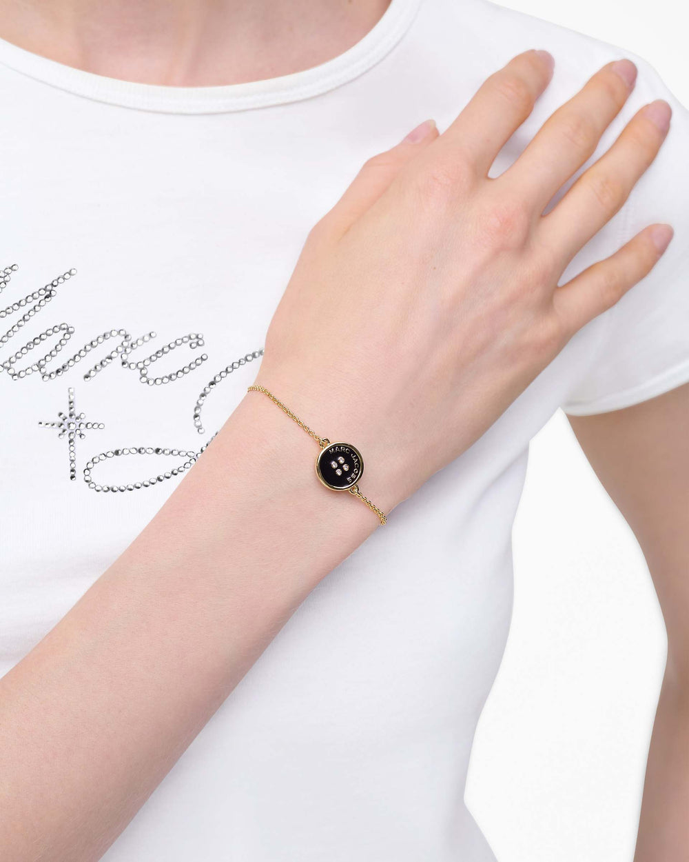 The Button Chain Bracelet - Gold/Black