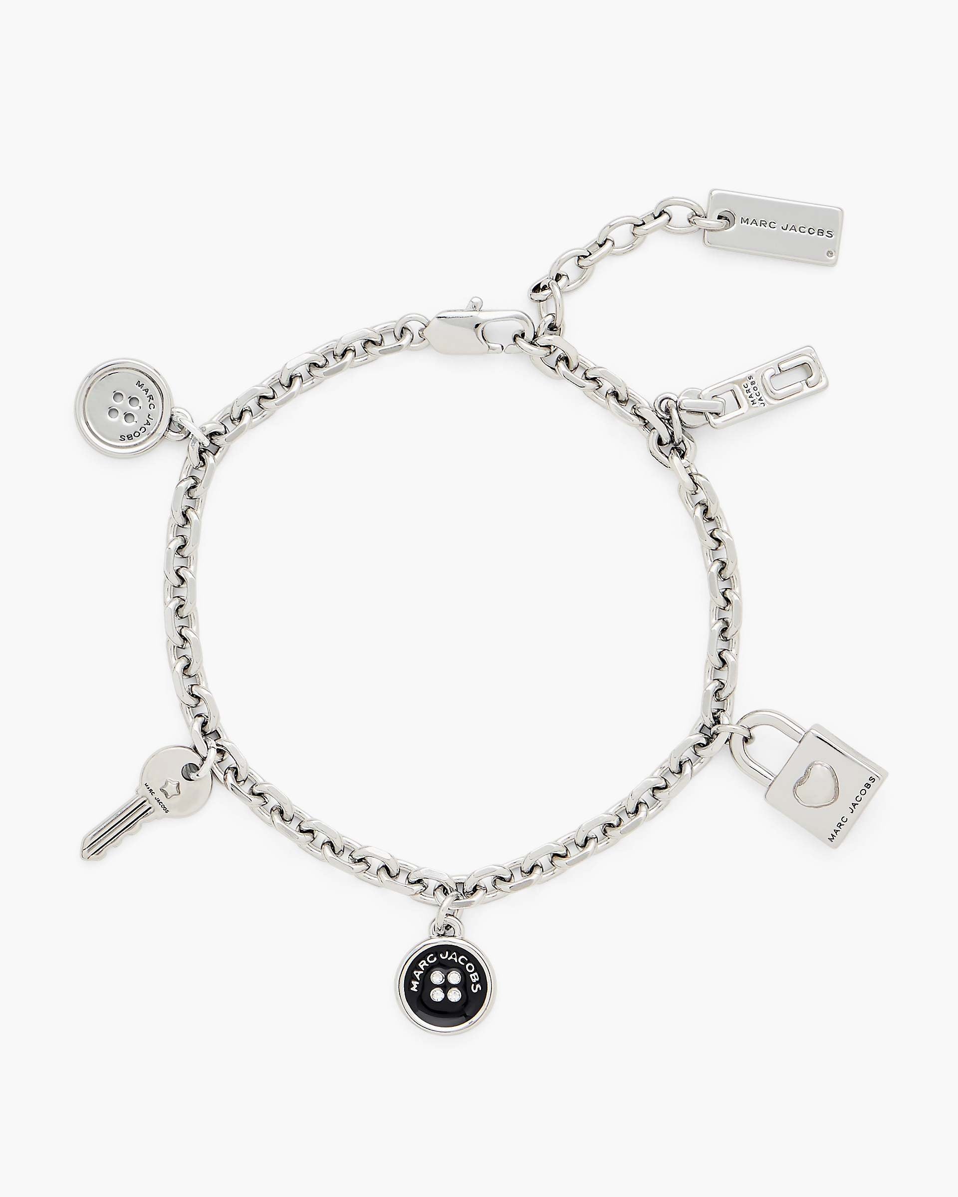 Button Charm Bracelet - Silver/Black