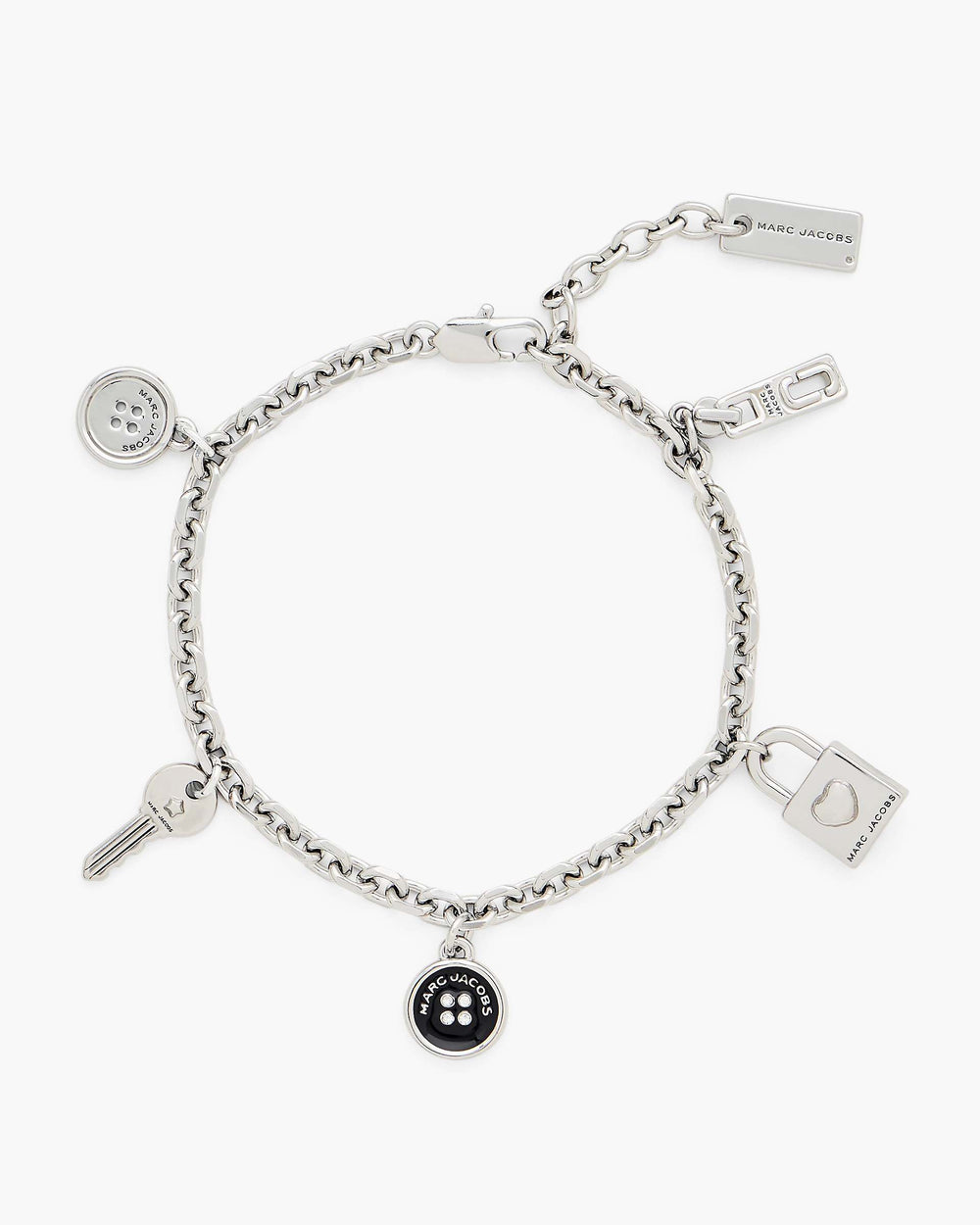 Button Charm Bracelet - Silver/Black