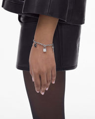 Button Charm Bracelet - Silver/Black
