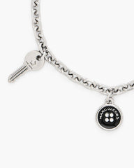 Button Charm Bracelet - Silver/Black