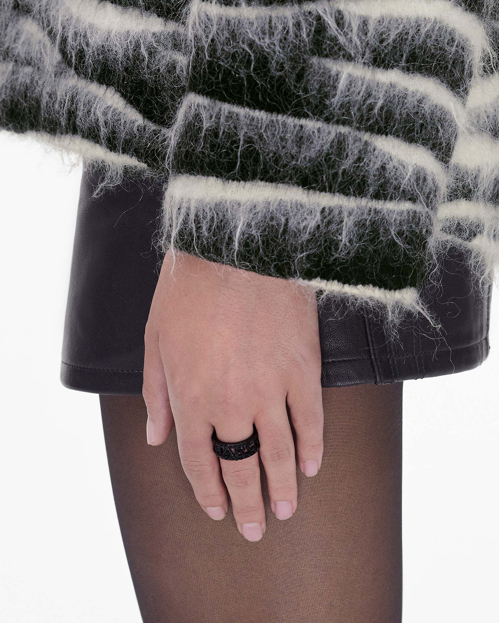 The Monogram Pave Ring - Black/Black Crystal