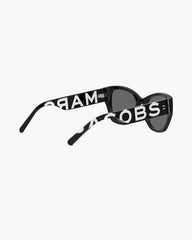 The Bold Logo Square Cat Eye Sunglasses - Black/White
