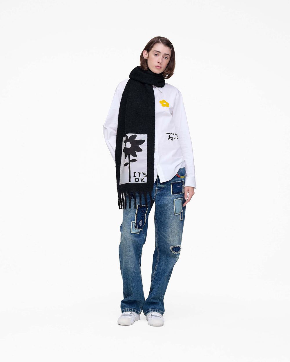 David Shrigley X Marc Jacobs It's Ok Wool Scarf - Black Multi