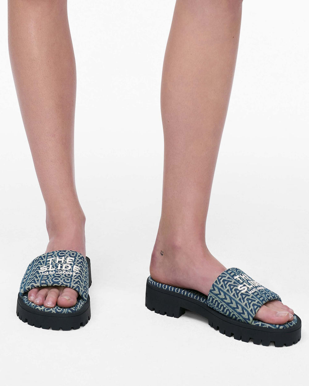 The Denim Monogram Lug Sole Slide - Sun Faded Denim
