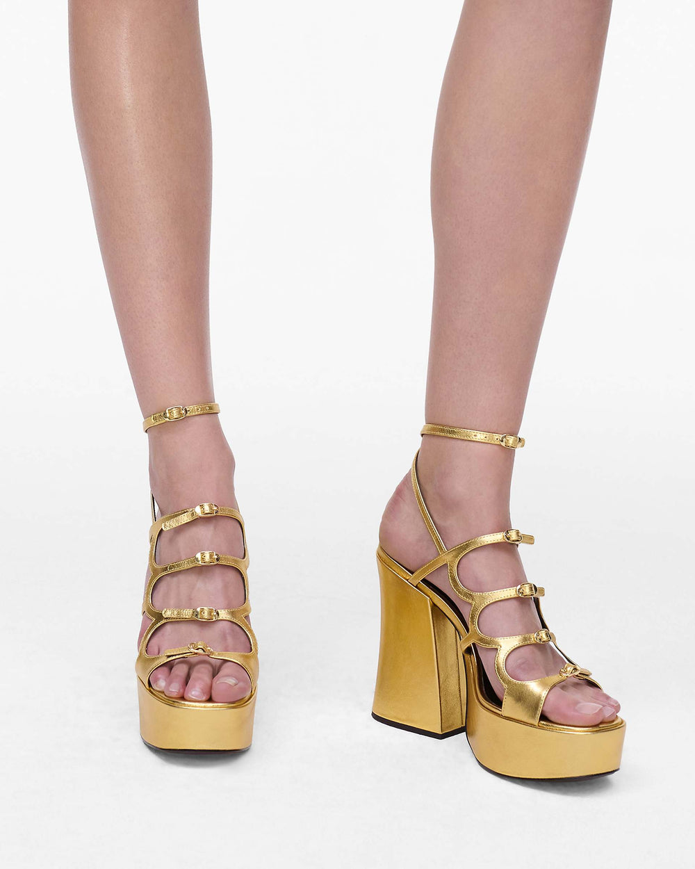 The Metallic Leather Kiki Platform Sandal - Gold