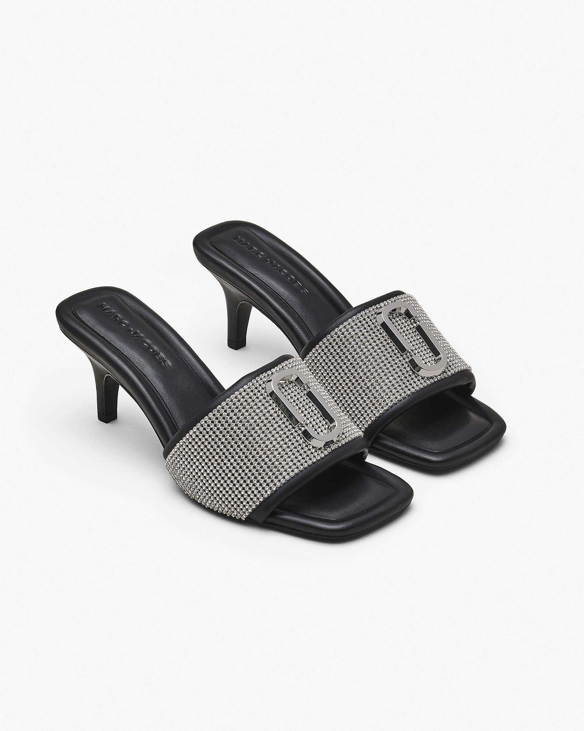The Rhinestone J Marc Heeled Sandal - Black/Crystal
