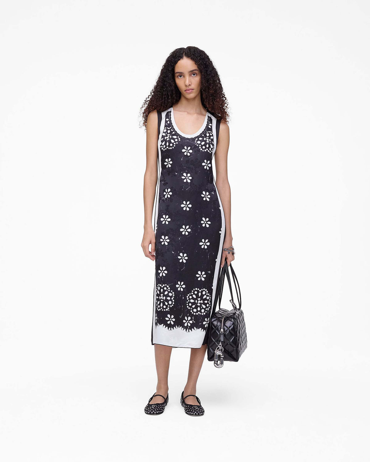Trompe L'Oeil Eyelet Dress - Black/White