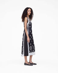 Trompe L'Oeil Eyelet Dress - Black/White