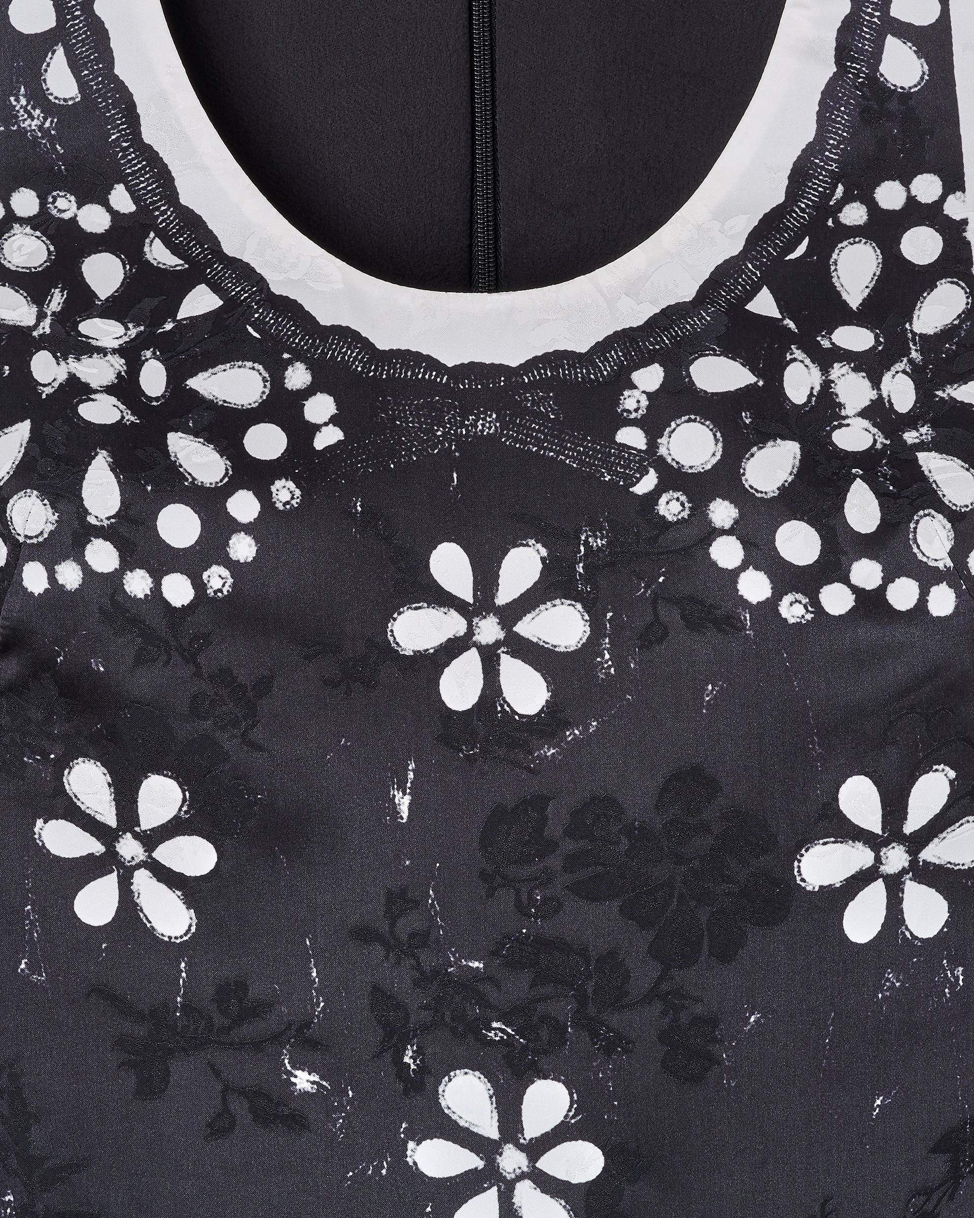 Trompe L'Oeil Eyelet Dress - Black/White