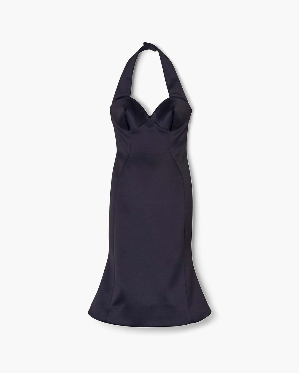 Sculpted Satin Halter Dress - Black