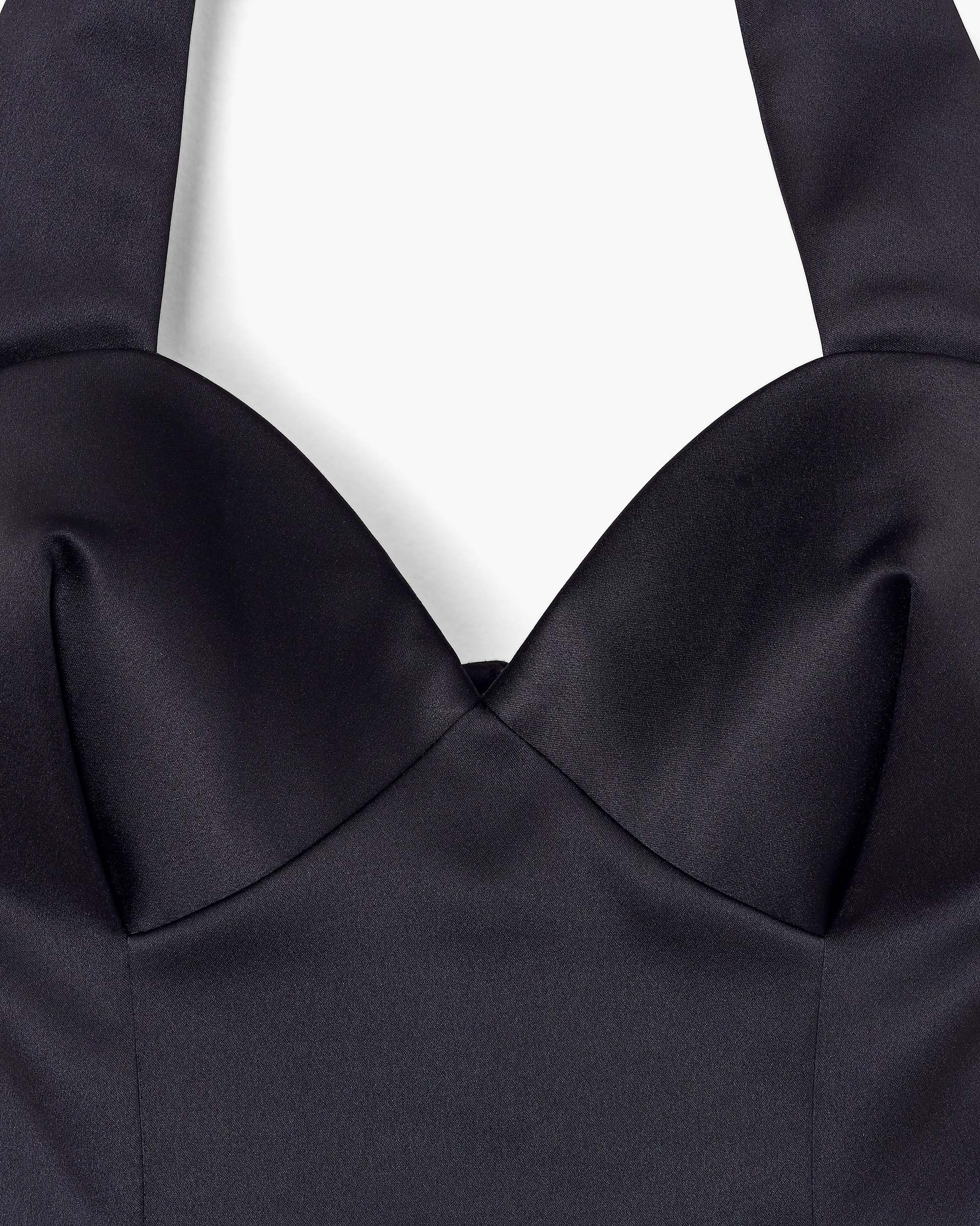 Sculpted Satin Halter Dress - Black