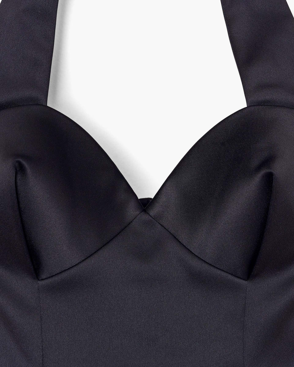 Sculpted Satin Halter Dress - Black