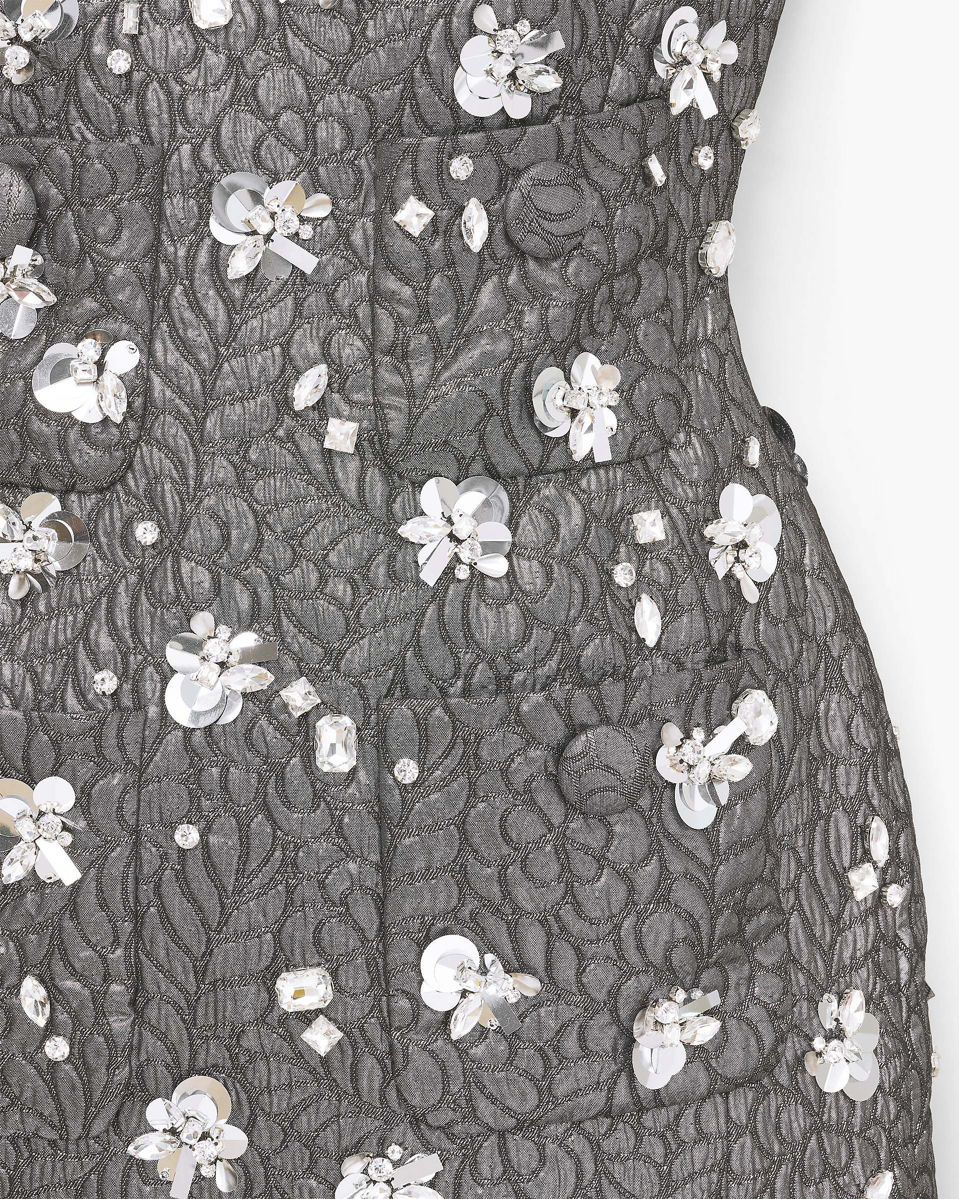 Sculpted Gem Doll Dress - Silver