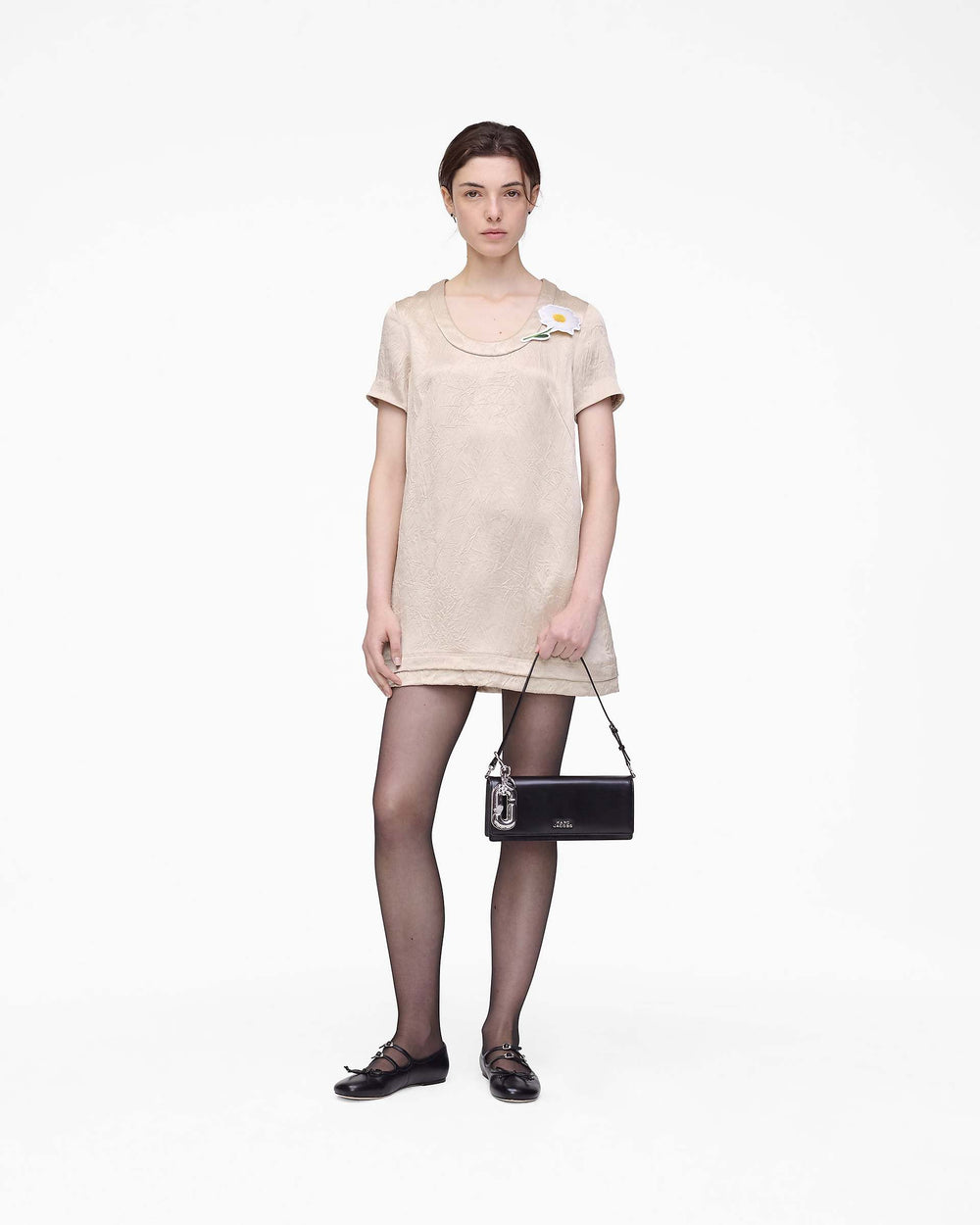 Crushed Satin Dress - Champagne
