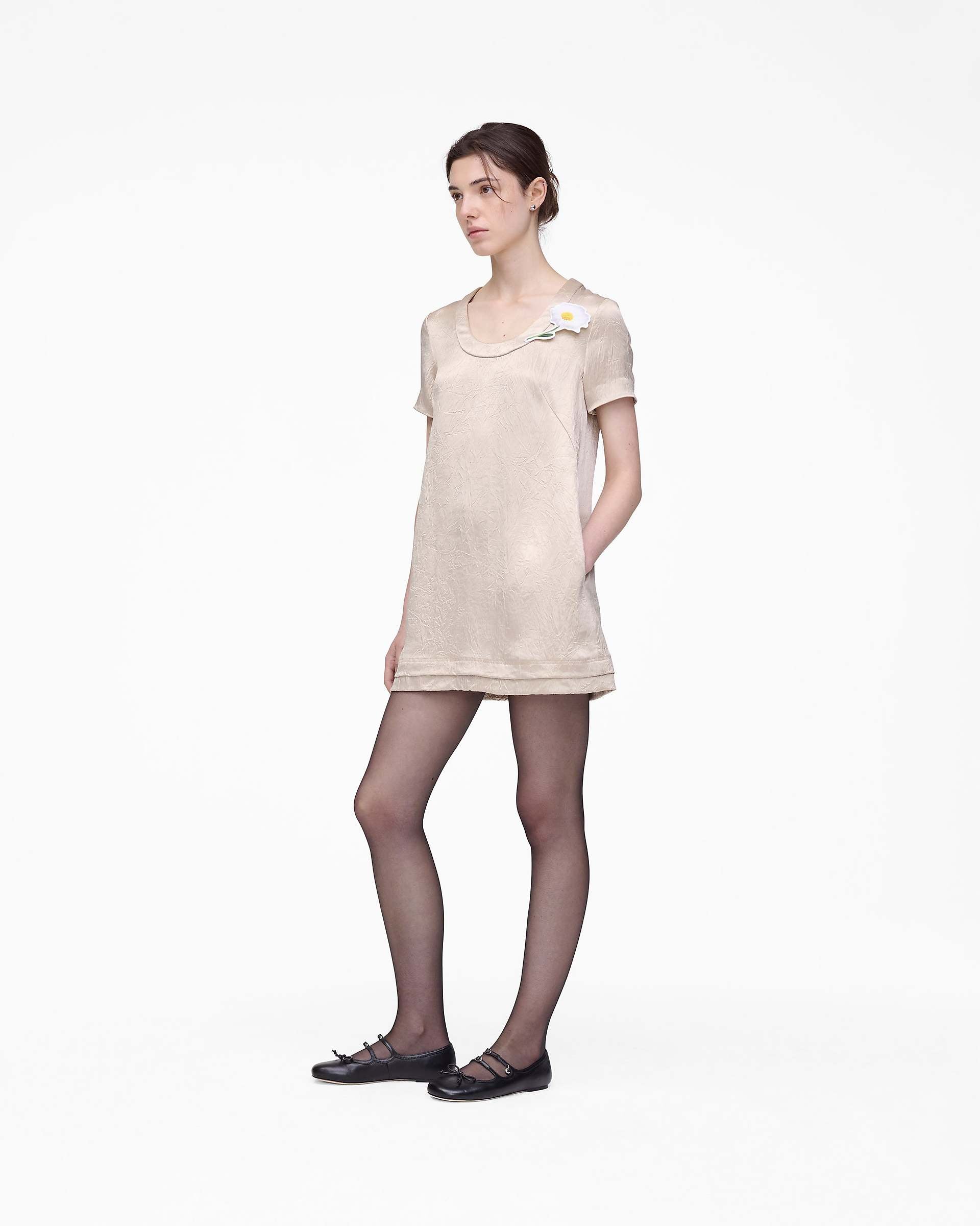 Crushed Satin Dress - Champagne