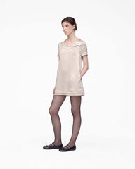 Crushed Satin Dress - Champagne