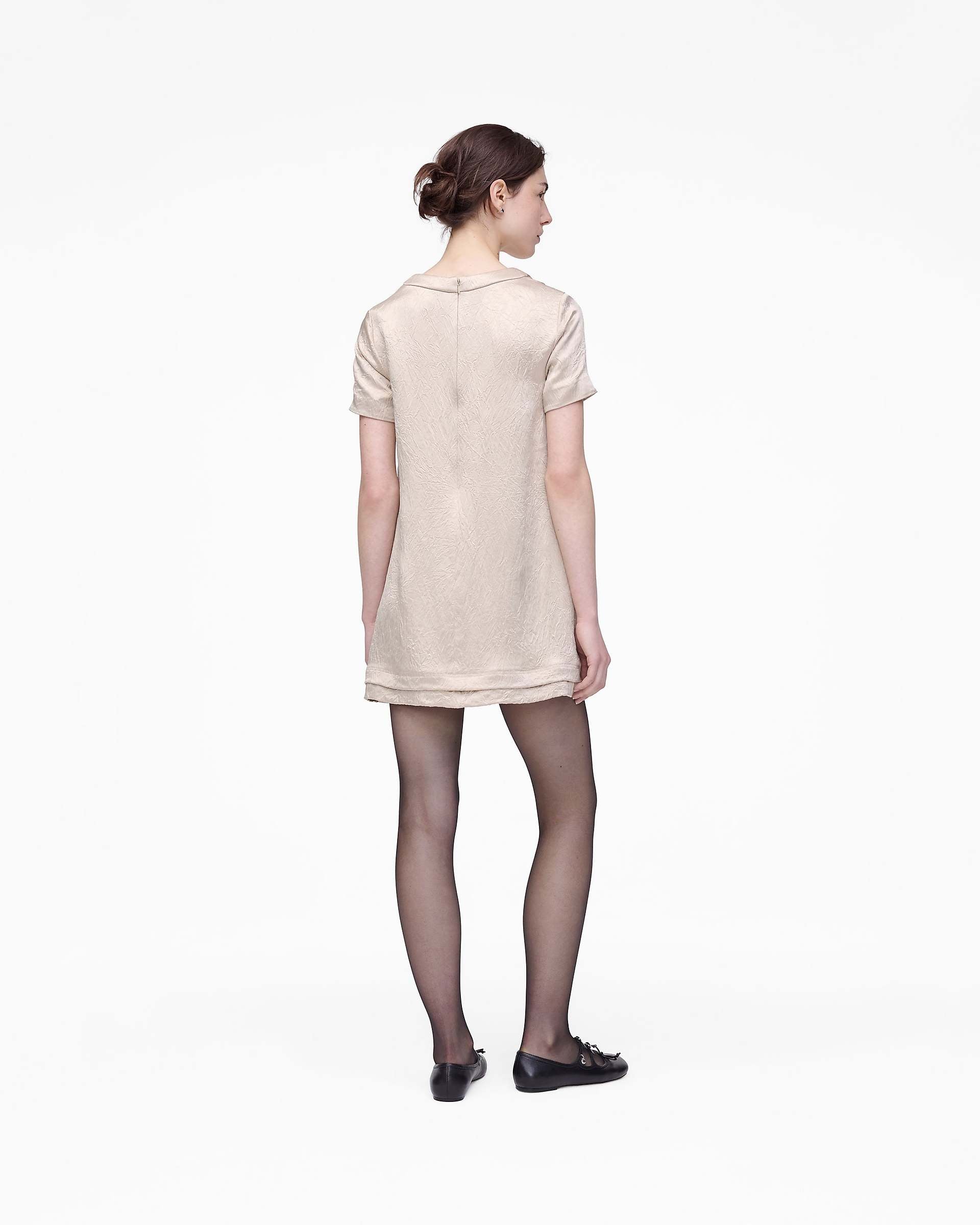Crushed Satin Dress - Champagne