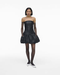 The Leather Bubble Dress - Black