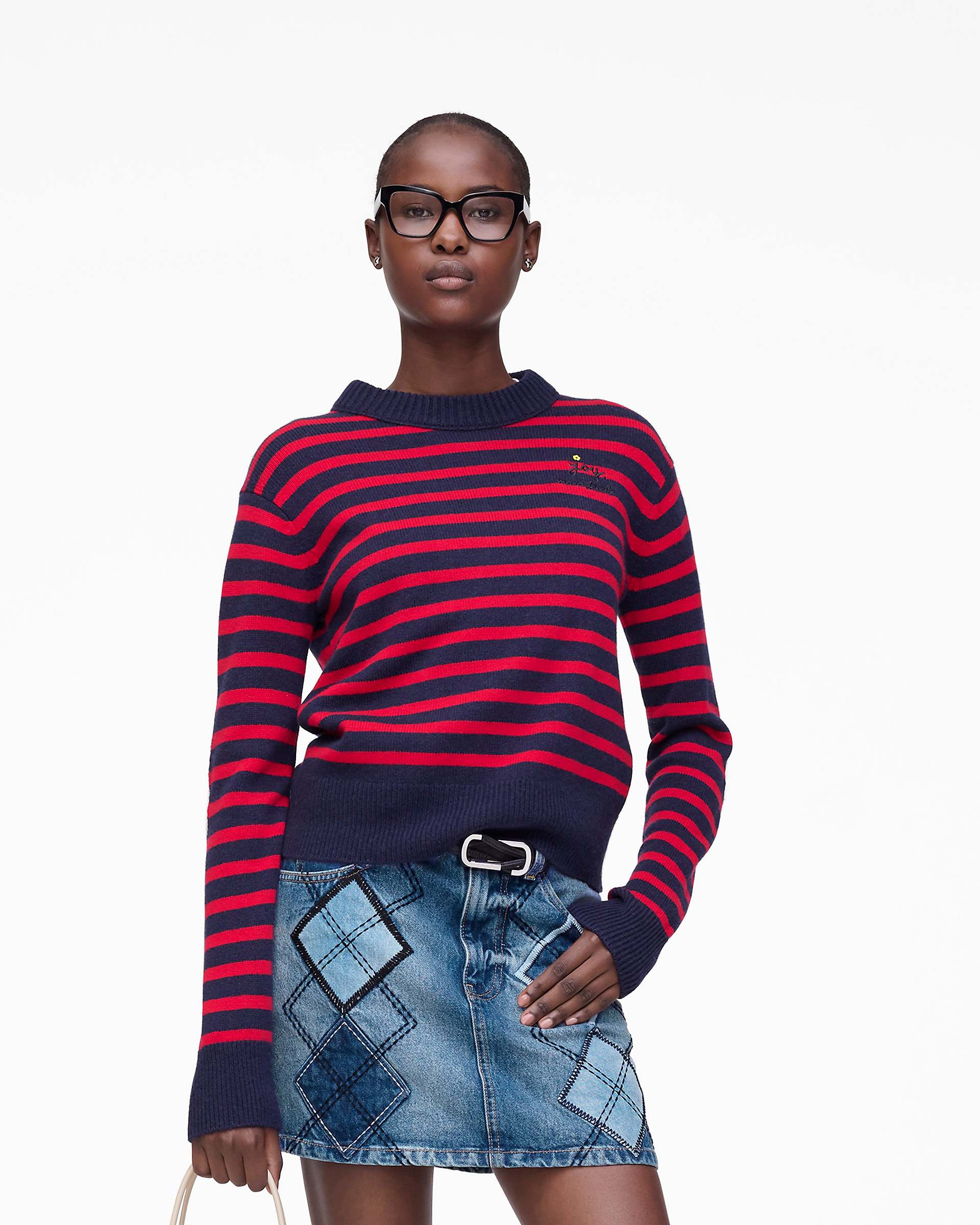 Joy Striped Crewneck - Navy/Red
