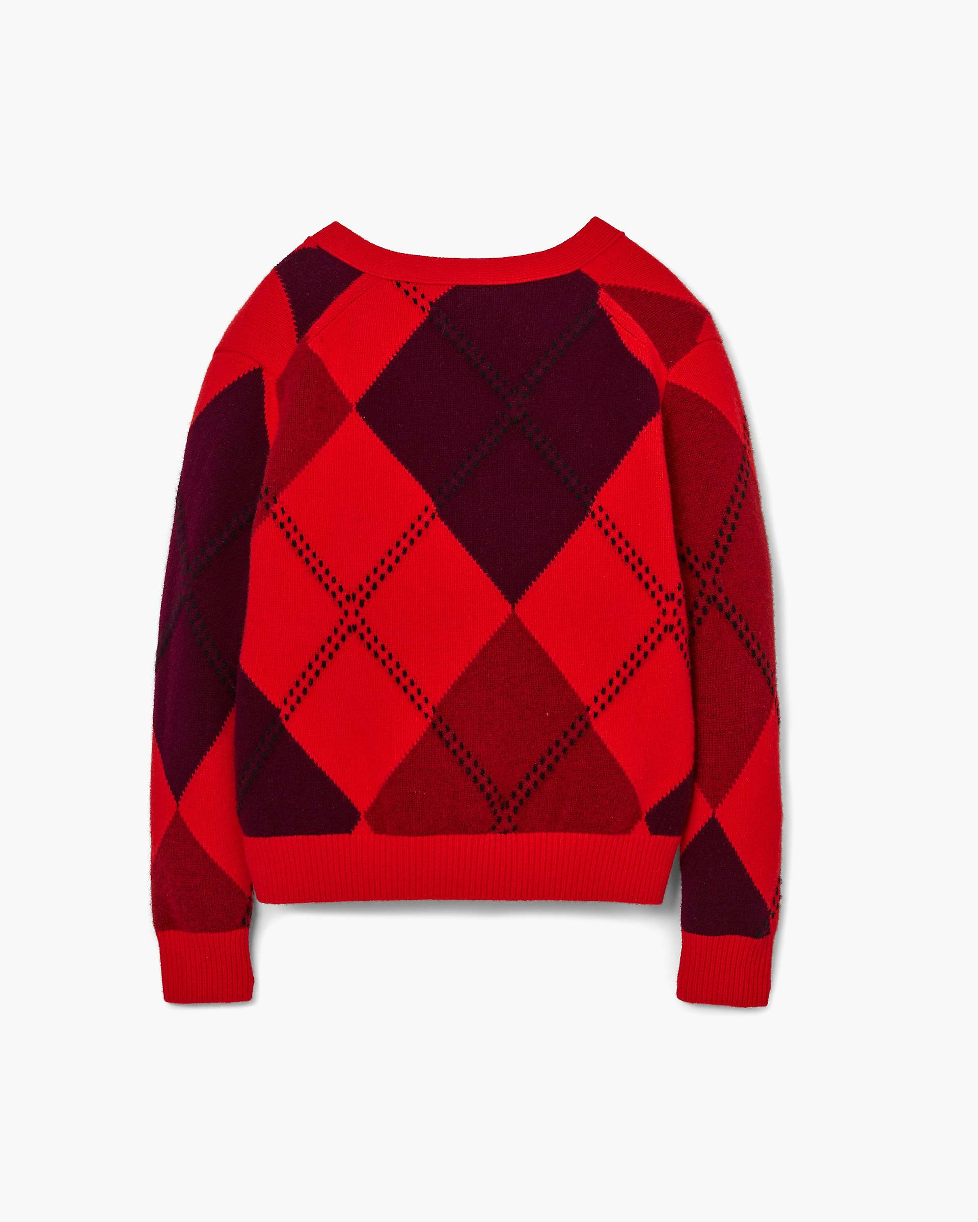 Preppy Daisy Argyle Cardigan - Red Multi