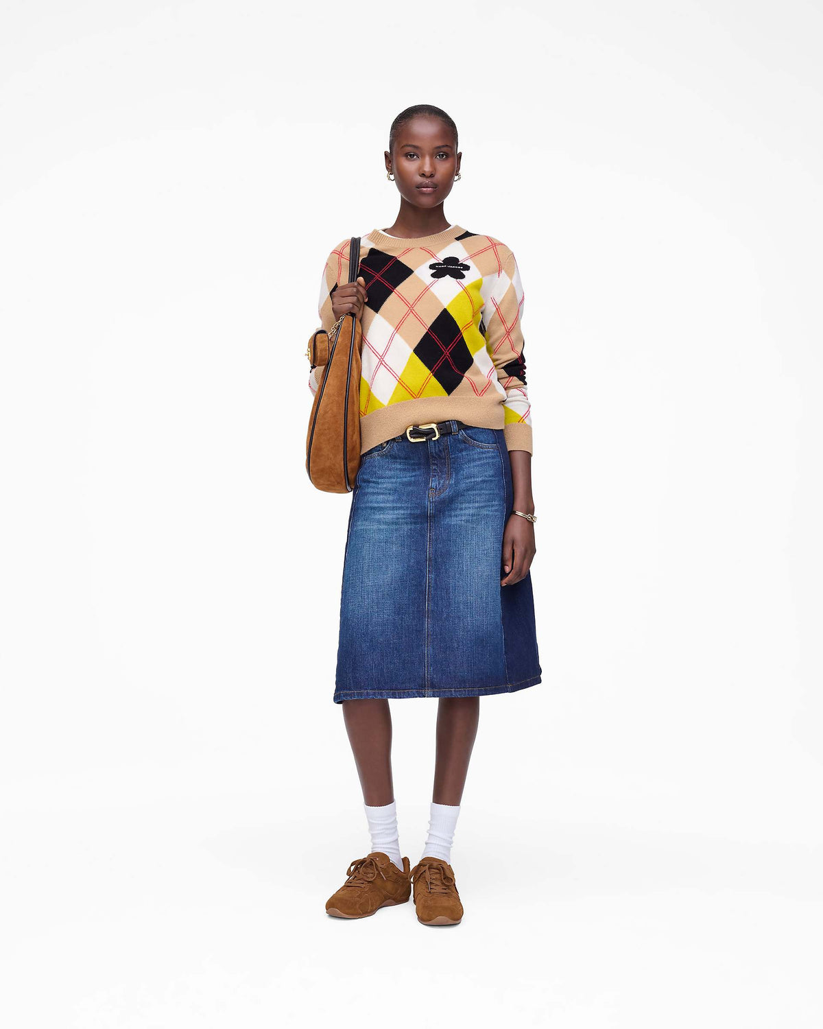Two Tone Shadow Denim Skirt - Dark Slub Indigo