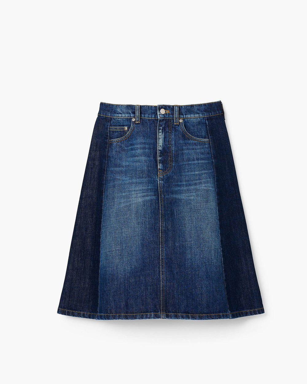 Two Tone Shadow Denim Skirt - Dark Slub Indigo