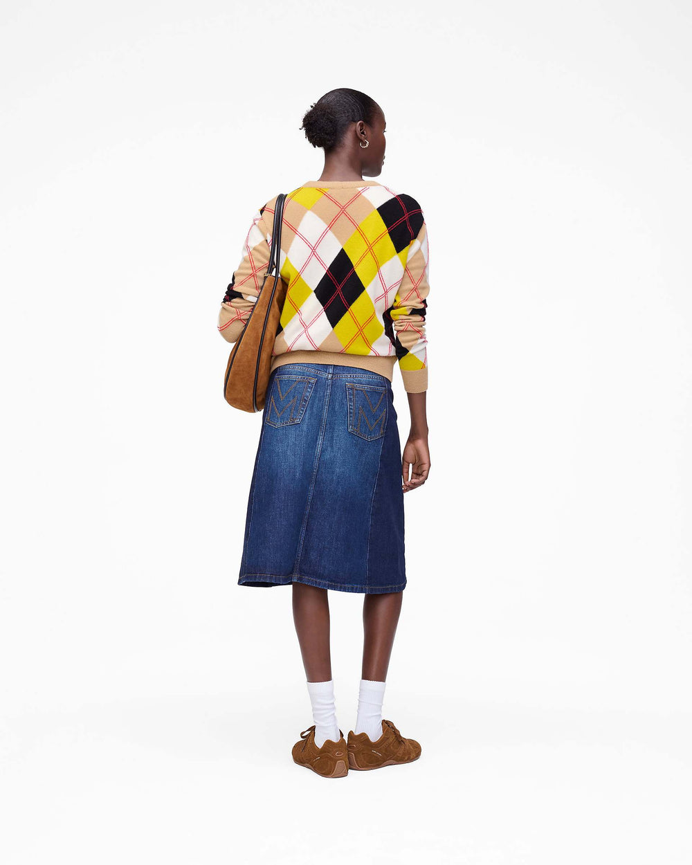 Two Tone Shadow Denim Skirt - Dark Slub Indigo