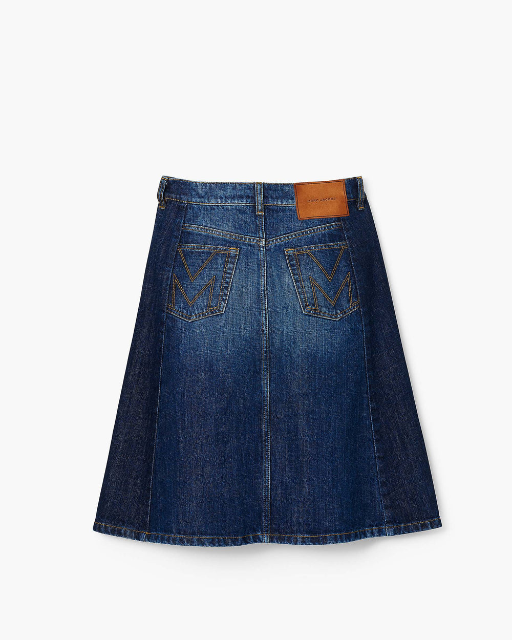 Two Tone Shadow Denim Skirt - Dark Slub Indigo