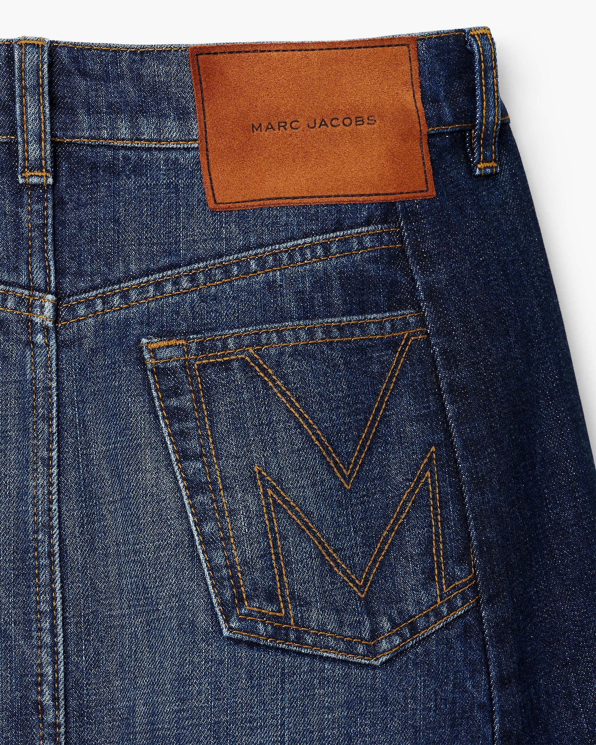 Two Tone Shadow Denim Skirt - Dark Slub Indigo