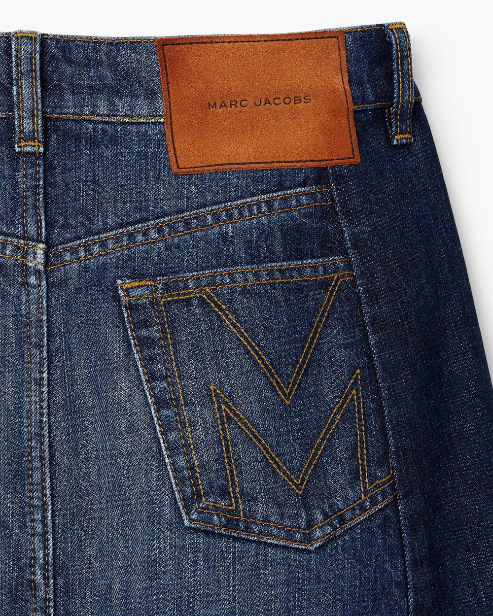 Two Tone Shadow Denim Skirt - Dark Slub Indigo