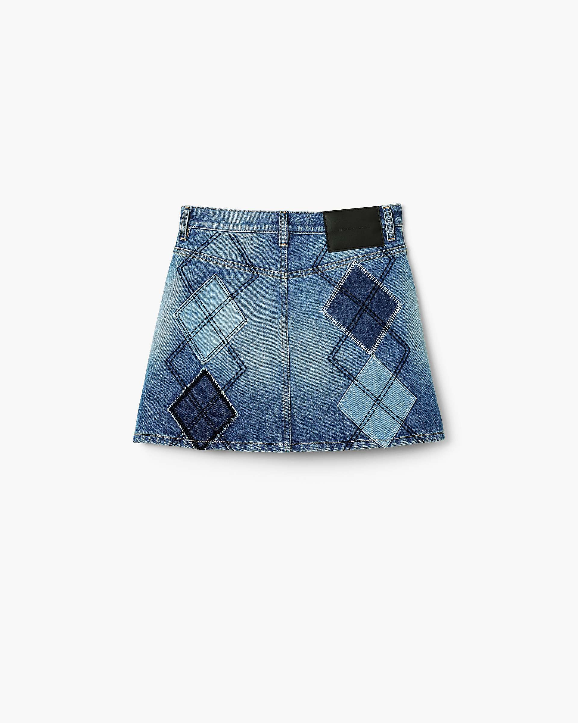Argyle Patchwork Mini Skirt - Bright Indigo