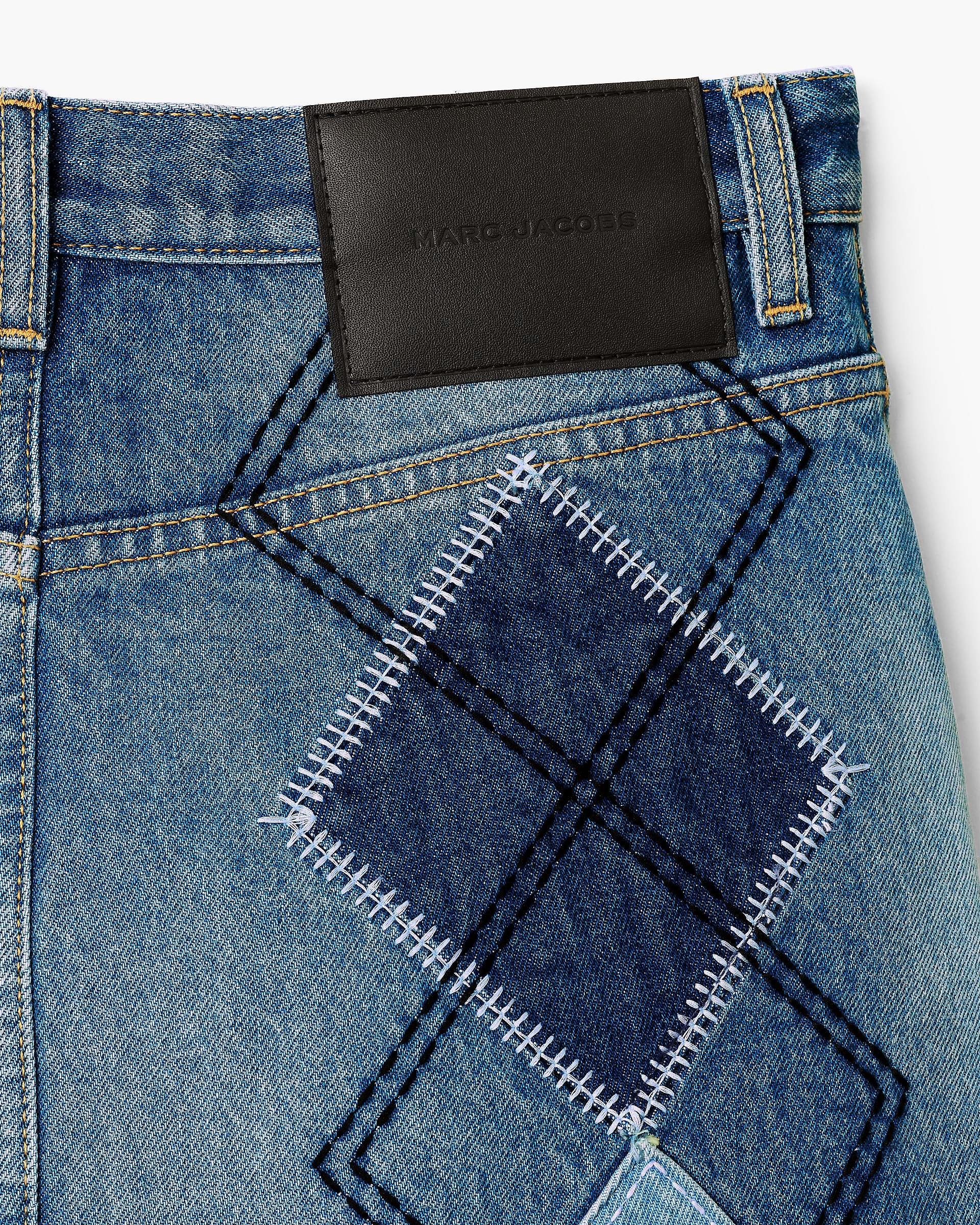 Argyle Patchwork Mini Skirt - Bright Indigo