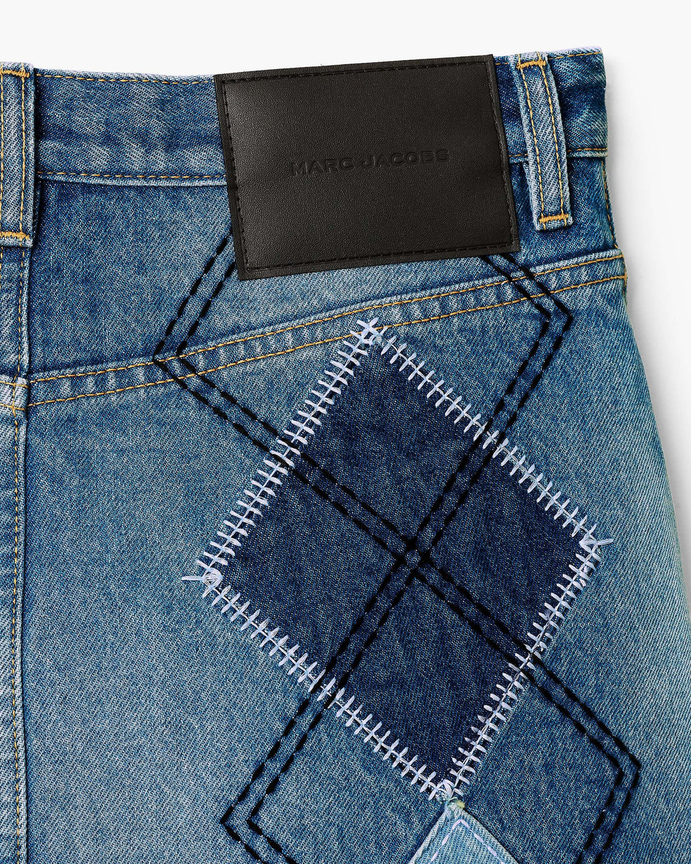 Argyle Patchwork Mini Skirt - Bright Indigo