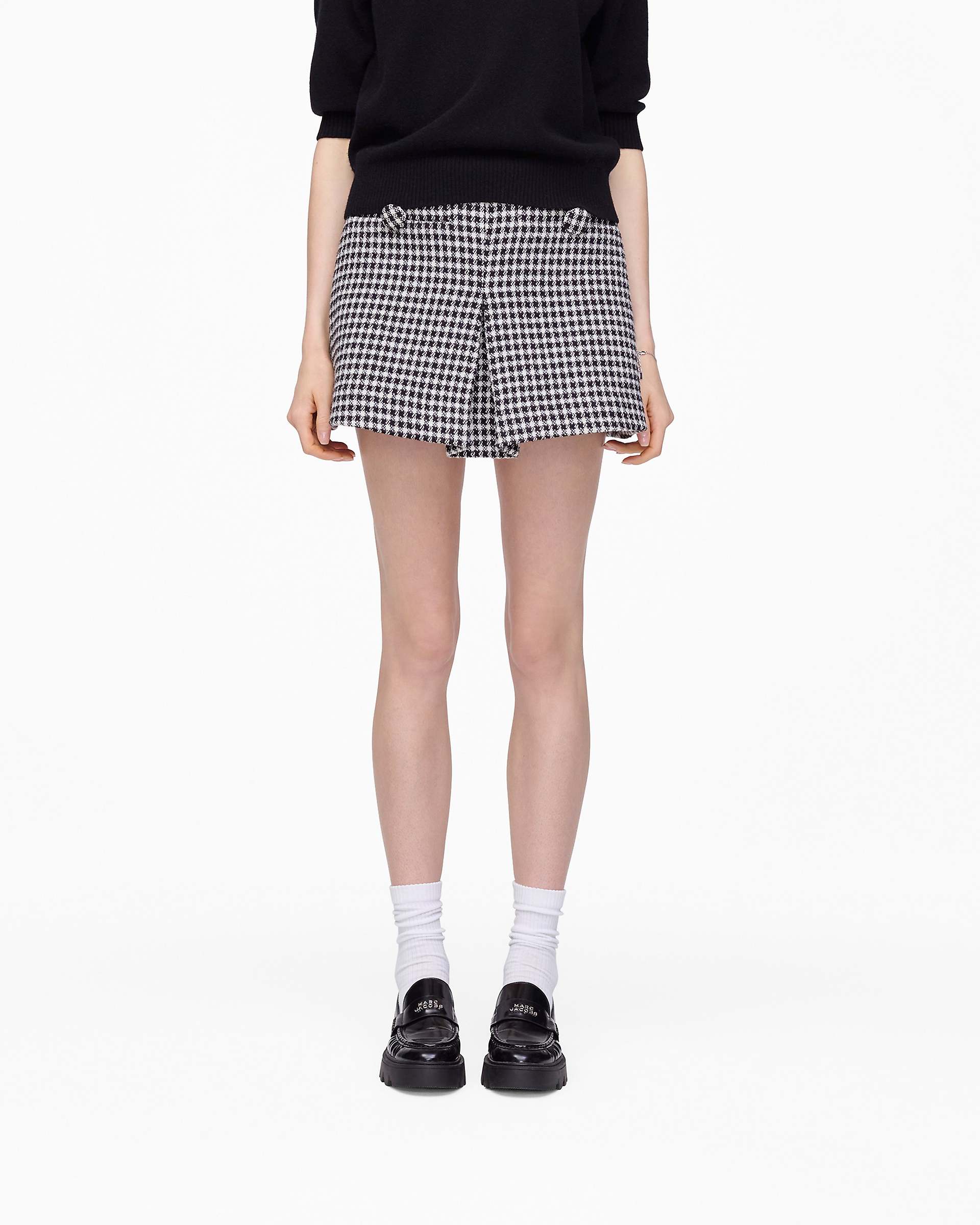 Gingham Tweed Mini Skirt - Black Multi