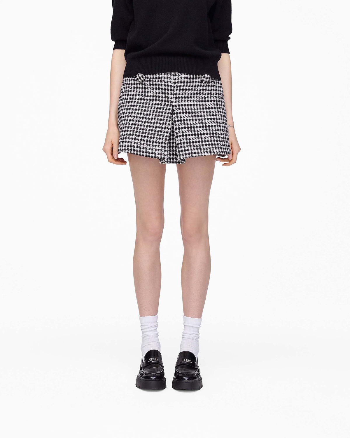 Gingham Tweed Mini Skirt - Black Multi