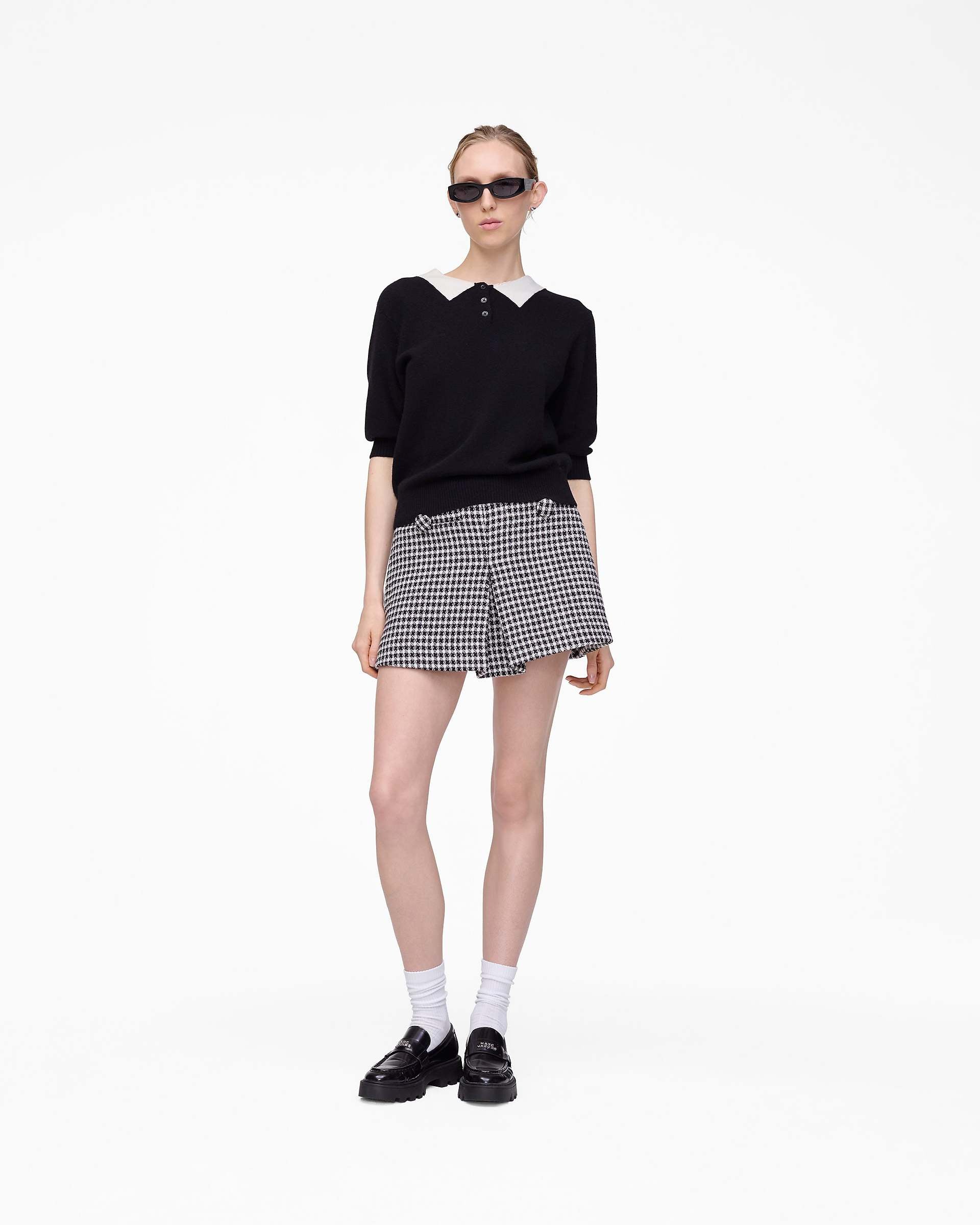 Gingham Tweed Mini Skirt - Black Multi