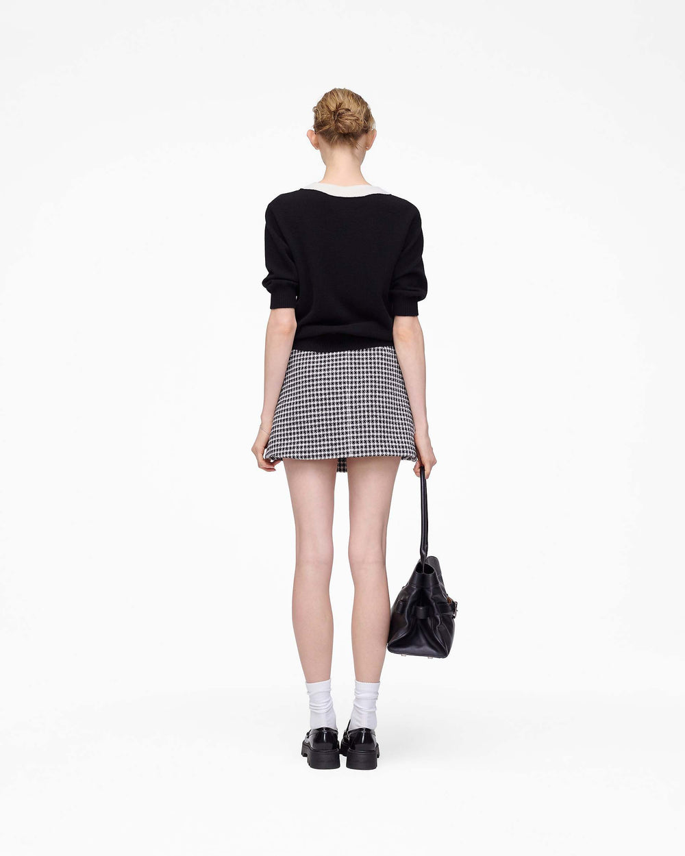 Gingham Tweed Mini Skirt - Black Multi