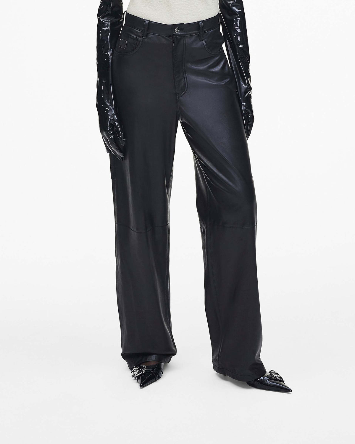 Oversized Leather Pant - Black