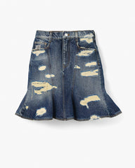 The Rip And Repair Fluted Mini Skirt - Punk Indigo