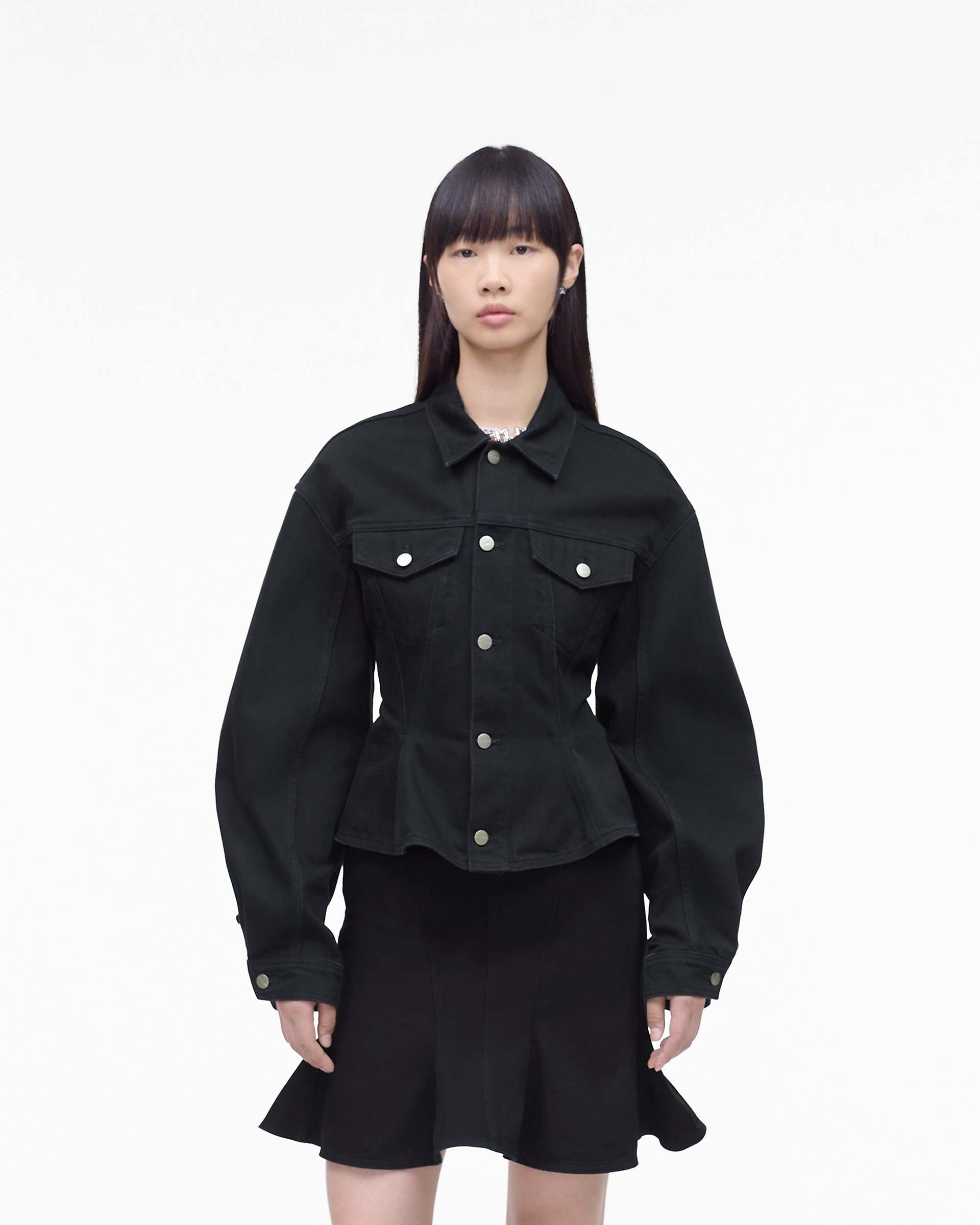 The Fluted Denim Jacket - Black