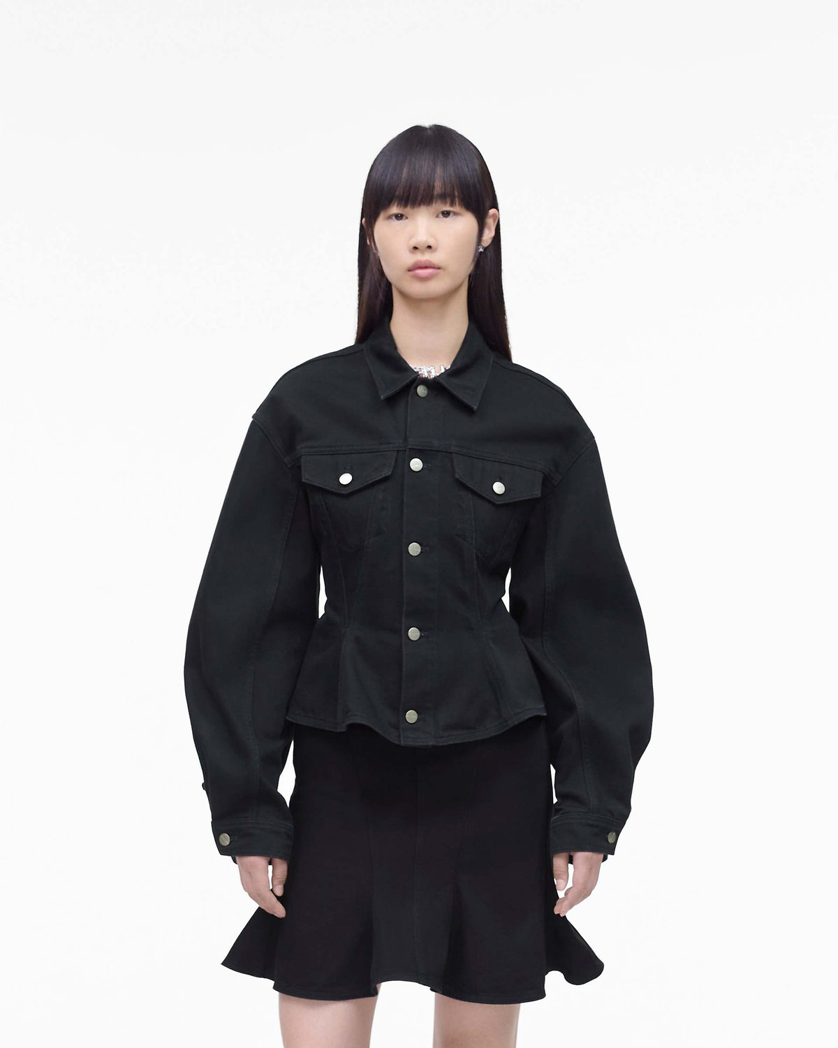 The Fluted Denim Jacket - Black