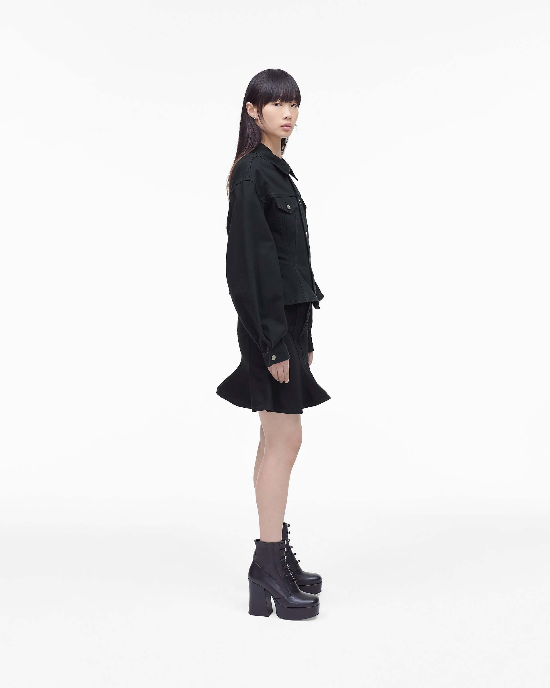 The Fluted Denim Jacket - Black