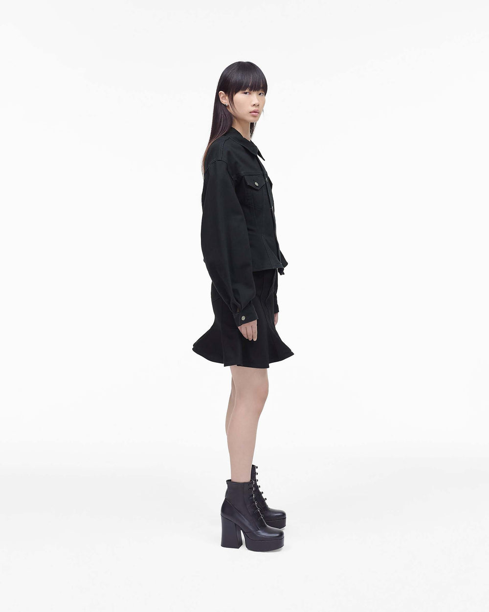 The Fluted Denim Jacket - Black